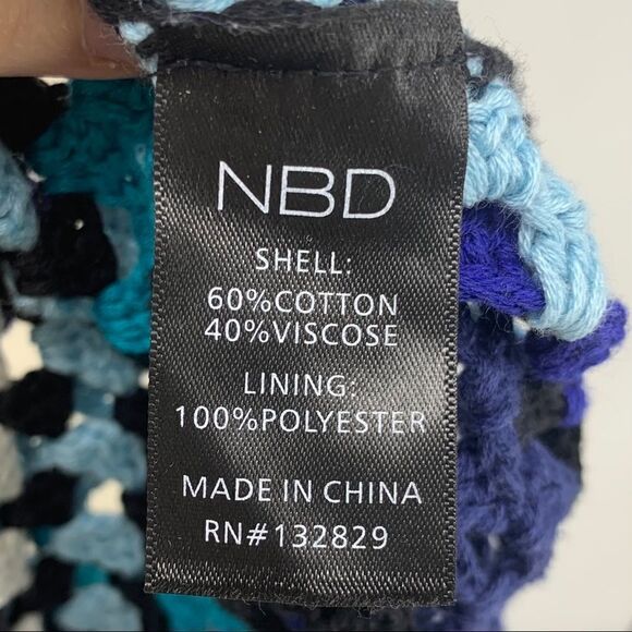 NBD X Revolve Weylyn Striped Open Crochet Knit Baja Bodycon Long Sleeve Dress - Picture 9 of 11